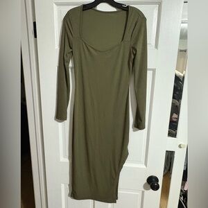Olive Green Long Sleeve Dress